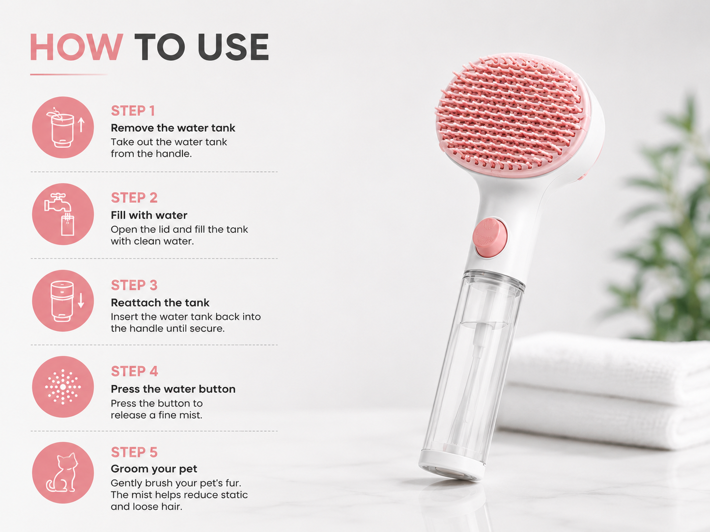 Careypet UV Steam Brush — Deep Clean Without the Bath Stress