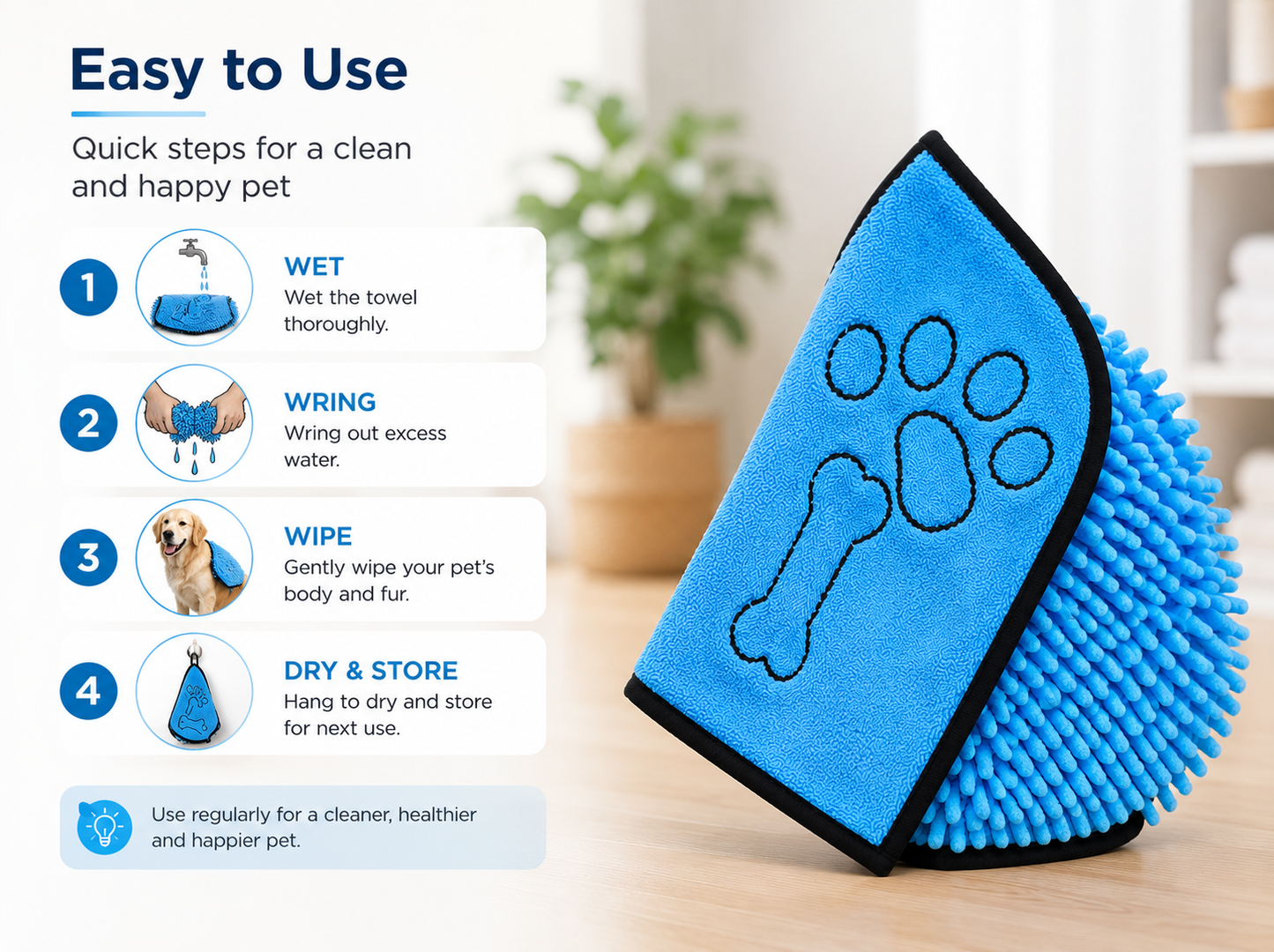 Ultra-Plush Microfiber Quick-Dry Pet Towel